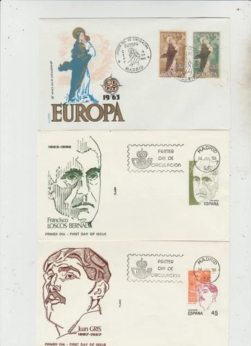 Spain  3 FDC 1963 EUROPA  1986,'86  Celebrities     good condition