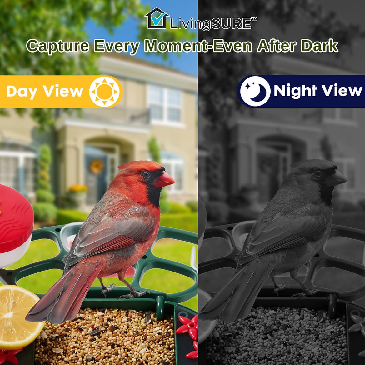 2-in-1 Smart Bird Feeder with Camera Outdoor Solar Powered Smart Birdfeeder Live