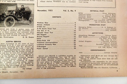 1951 Road and Track Magazine Bugatti Volkeswagen Aston Martin Salon Watkins Glen - Picture 3 of 8