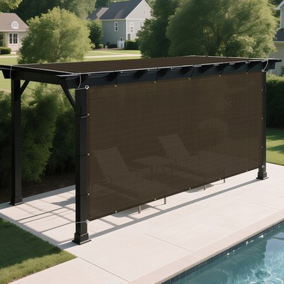 Brown 2-7' Sun Shade Sail Straight Edge Canopy UV Block Sun Deck Pool Cover
