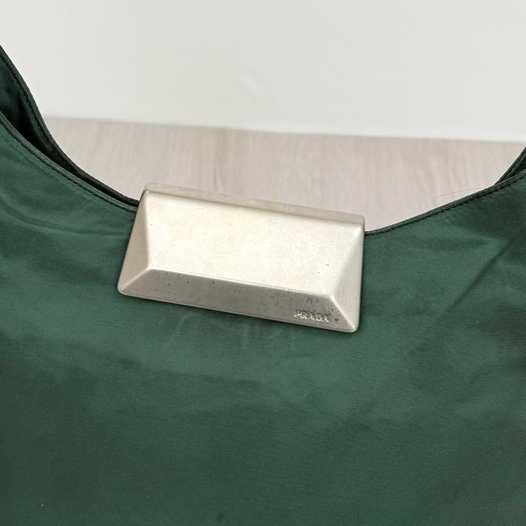 Prada Archive 1990s Metallic Green Nylon Shoulder Bag Authentic Prada Archive 1990s Metallic Green Nylon Shoulder Bag Authentic