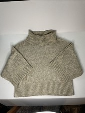 DKNY Jeans Womens Cowl Neck Tunic Pullover Crop Sweater Taupe