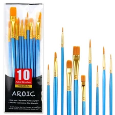 Acrylic Paint Brush Set, 1Packs / 10 pcs Watercolor Brushes Painting Brush Nylon