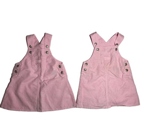 2 Pair Oshkosh B'gosh 24 Mo 2T Pink Checked Overall Skirt New 90s Y2k Vintage