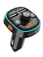  Bluetooth FM Transmitter for Car, Radio Receiver/Audio Adapter with Dual Black