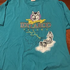 Vintage Large Men’s Iditarod Sled Dogs Alaska The Last Great Race Blue Purple L