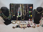 Vtg Now Colorful Mixed Bulk Costume Jewelry Lot Necklace Bracelet Earrings #1036