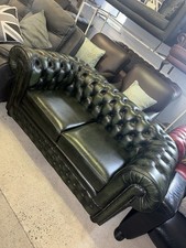 Thomas Lloyd Chesterfield Green Real Leather Two Seater Sofa