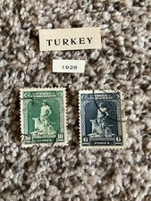 Turkey Stamps - 1926 - Legendary Blacksmith & Gray Wolf - Set of 2 - Vintage 