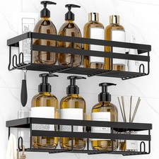 WOWBOX 2 Pack Adhesive Shower Caddies, No Drill Bathroom Large, Black