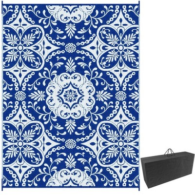 Outdoor Rug for Patio, 9' x 12' Waterproof Large Mat, Reversible Plastic Straw