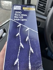 HOME ACCENTS Holiday 200 LED Icicle Lights Warm White Steady Lit 17.5 ft NEW