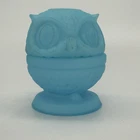 Vintage Fenton Fairy Lamp Blue Satin Glass Owl Candle Holder