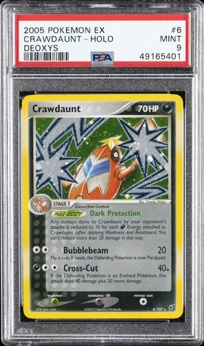 2005 POKEMON EX DEOXYS #6 CRAWDAUNT-HOLO PSA 9