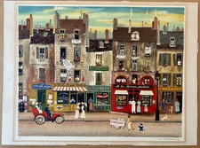 Artists Proof Michel Delacroix Hand Signed Lithograph Rue De Paris Street Scene