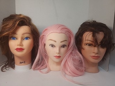 Burmax And Misc Brands  Human Hair Mannequin Head Set Of 3