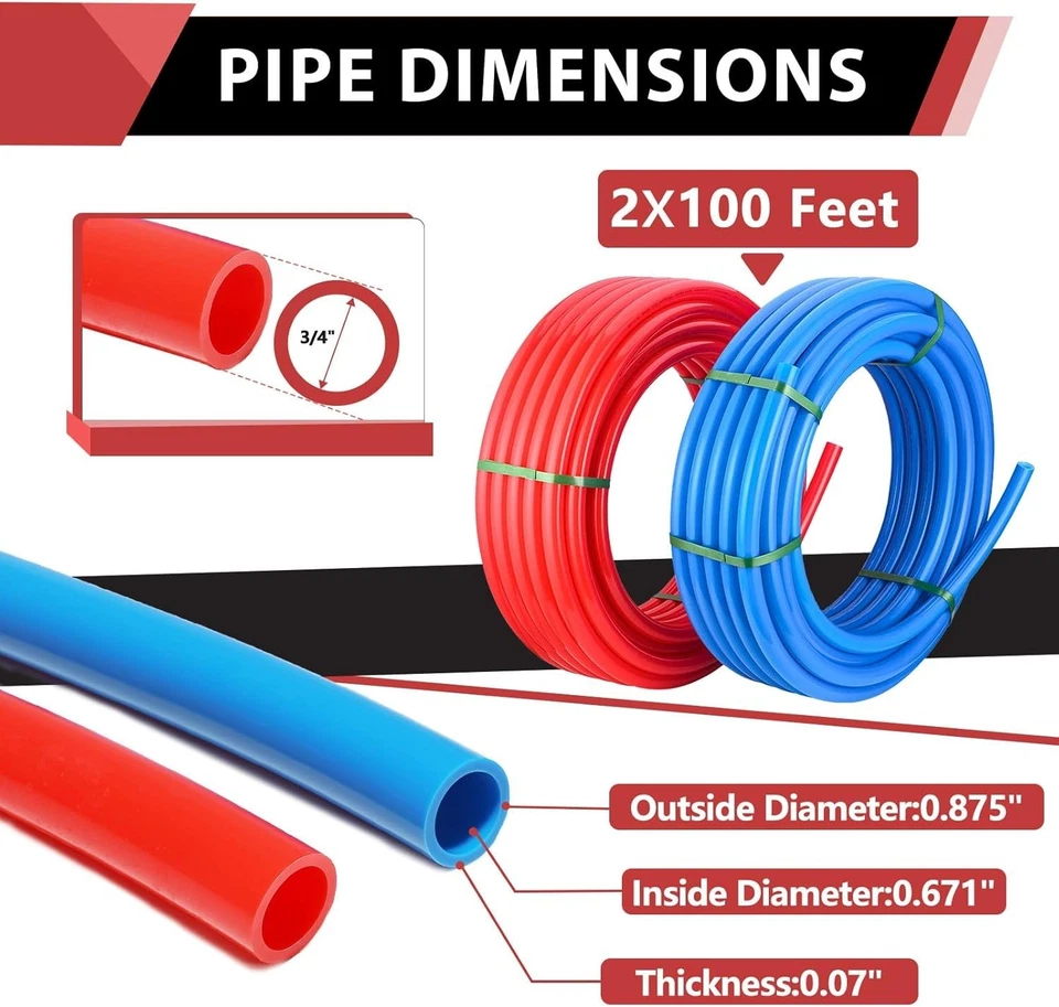 NSF Certified 3/4" Pex-B Pipe 200 ft Blue/Red Combo - Image 4 of 4