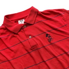 Vintage 80s Made in USA Mickey Mouse Polo Shirt Youth L Red Striped Youth Disney