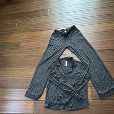 Gray Collared Long Sleeve Women's Pajama Set