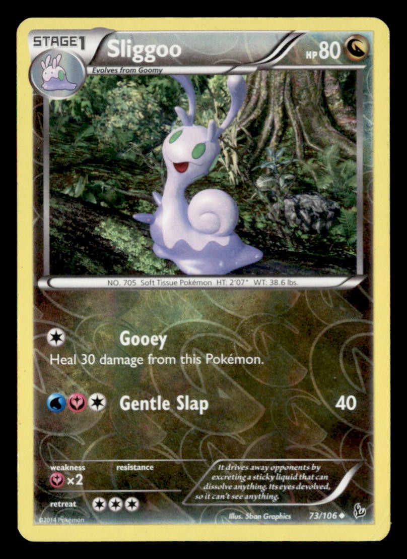 Sliggoo 73/106 Uncommon Flashfire Pokemon Reverse Holo Heavily Played
