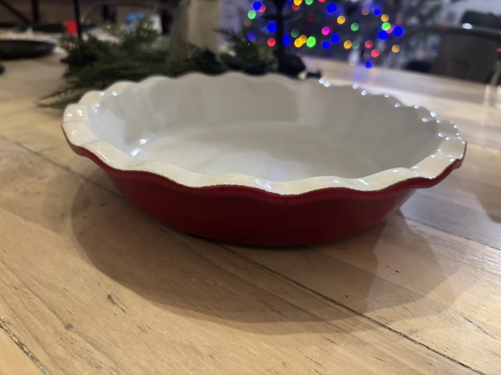 Emile Henry Pie Plate Dish 9" Cerise Provencale Red Made in France Ruffle Fluted