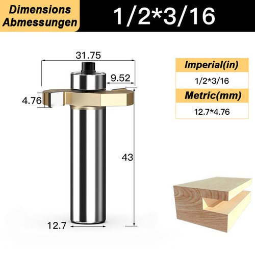 Woodworking Slot Cutter T-Slot Rabbet Slotting Biscuit Router Bit 1/4 1/2 Shank - Picture 22 of 28
