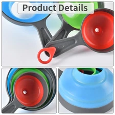 1-Canning Funnel Silicone Collapsible Funnels Set 3pcs Kitchen Funnel For DJRD