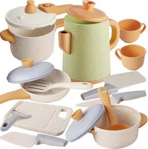 Play Kitchen Pots and Pans Set for Kids, Pretend Role Cooking Toys...  - Picture 1 of 8
