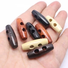 100pcs 30mm Wood Toggle Buttons -2-Hole Natural Coat Buttons for Sweaters Jacket