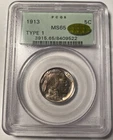 1913 Type 1 Buffalo Nickel PCGS MS65 Gold CAC Sticker OGH Light Pastel Toning