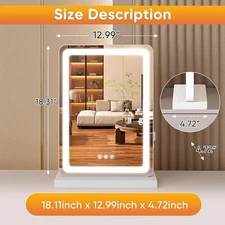 LED Vanity Mirror with Dimmable Light,Small Smart Makeup Mirror w/ Touch Control