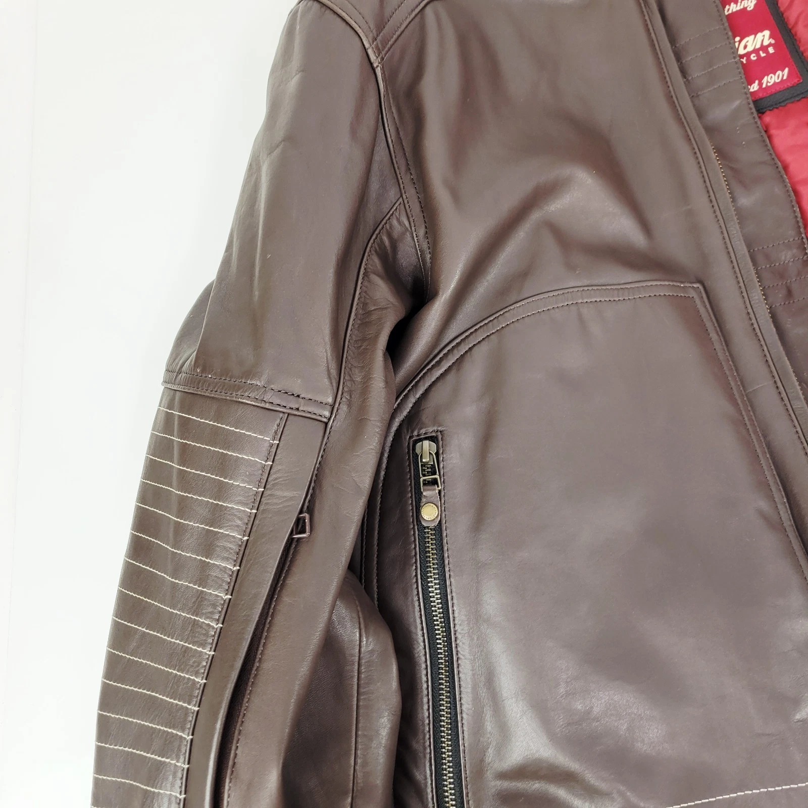 Indian Motorcycle Men's Phoenix Leather Jacket W/ Armor Brown New Small & 3XL - product detail image 6