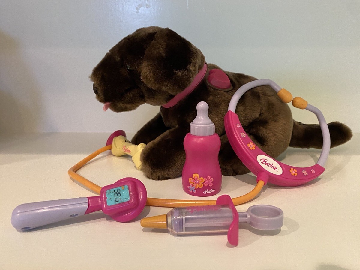 Barbie Kiss Care Pet Vet Veterinarian Play Set Dog Plush Play Medical Kit