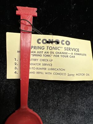 Vintage CONOCO Motor Oil Spoon For Can - Red Plastic - Rare Spring Tonic Spoon