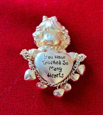 VINTAGE GOLDEN PRECIOUS MOMENTS Angel "You Have Touched So Many Hearts BROOCH