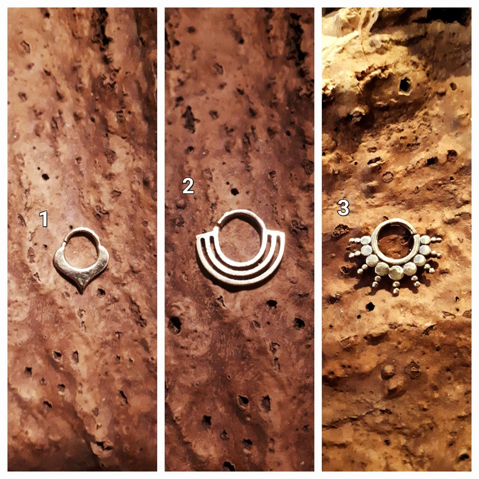 Ornate Indian Tribal brass gold Septum Ring Seamless nose clicker Goa hippy - Image 2 of 4