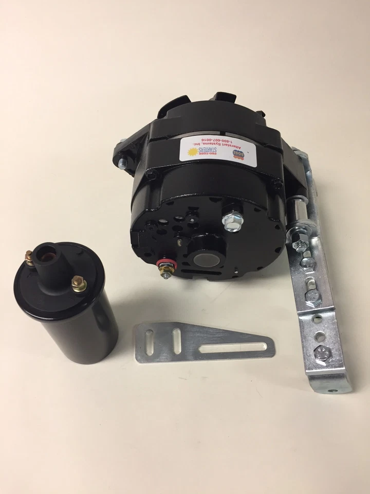 New Willys Jeep Black Alternator One 1 Wire 12V 65A, 5/8" Pulley, Bracket, Coil - Изображение 4 из 4