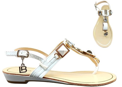 Sandali scarpe donna bassi LauraBiagiotti 6339 infradito casual gioiello  bianchi | eBay