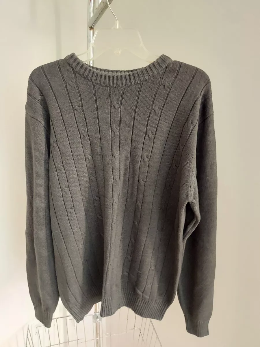 Men s Oscar De La Renta Sweater Size XL Gray Cable Knit Long Sleeve