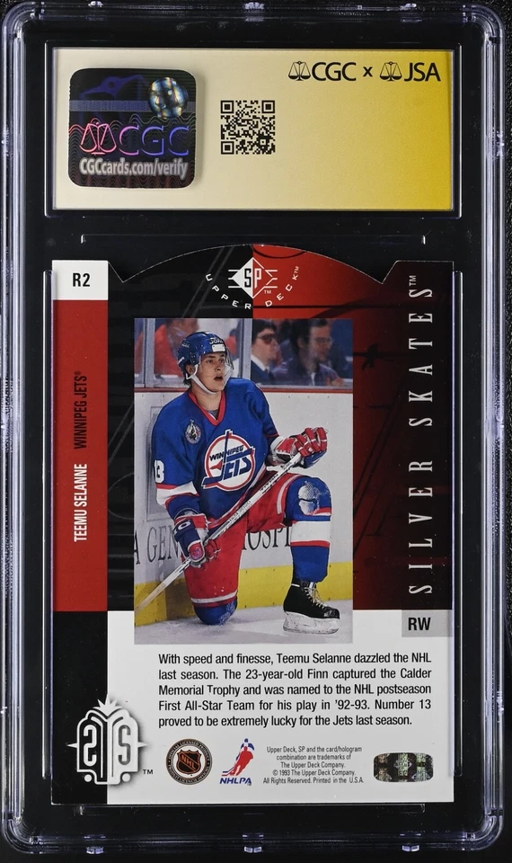 Teemu Selanne 1993-94 UD Silver Skates Gold CGC 8.5 JSA 10 Auto Signature Series - Image 2 of 2
