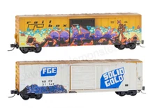 Z SCALE RAILBOX 50' RIB SIDE BOX CAR 2-Car Set MICRO-TRAINS LINE MTL#510 44 221