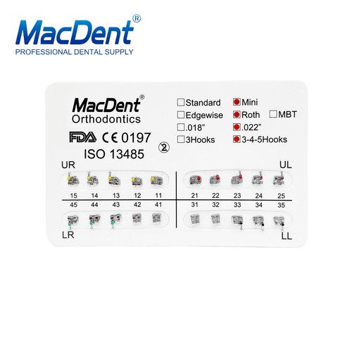 MacDent Dental Orthodontic Bracket Braces Mini/Standard Roth/MBT 018/022 3/345H - Picture 8 of 23