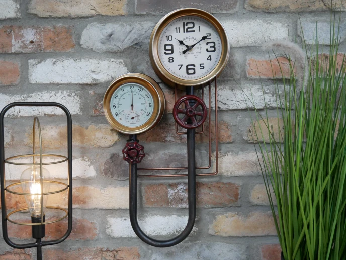Industrial Pipe Wall Clock Vintage Warehouse Style Pipe Fittings Retro Design - Image 3 of 4