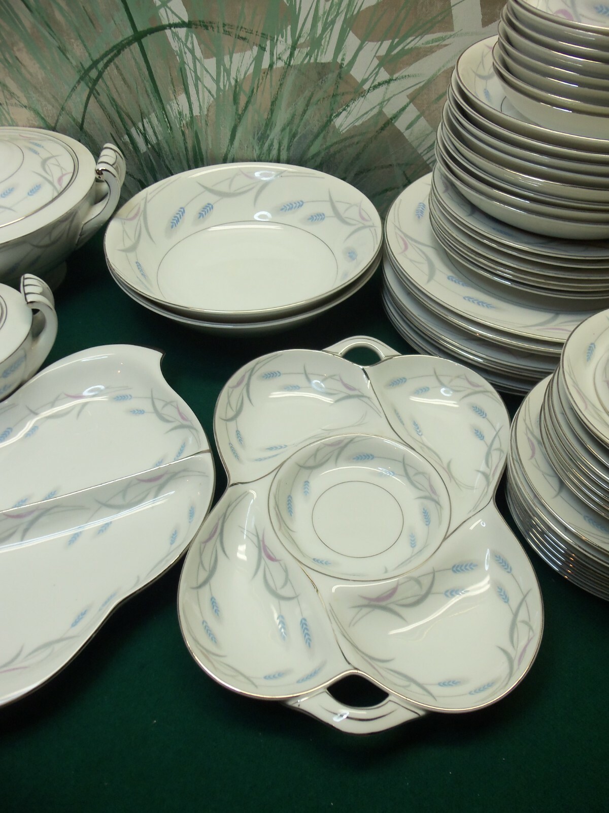 63 PIECE SET OF VALMONT CHINA ROYAL WHEAT W/SILVER RIM eBay