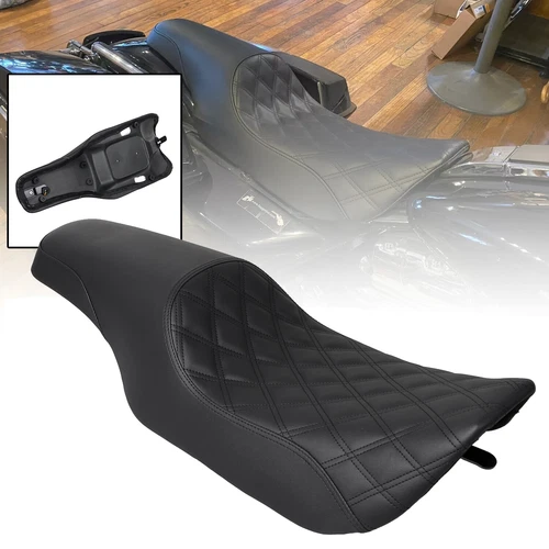 Lattice Stitched Driver Passenger 2-Up Seat For Harley Road King FLHR FLHP 97-07 - Picture 3 of 17