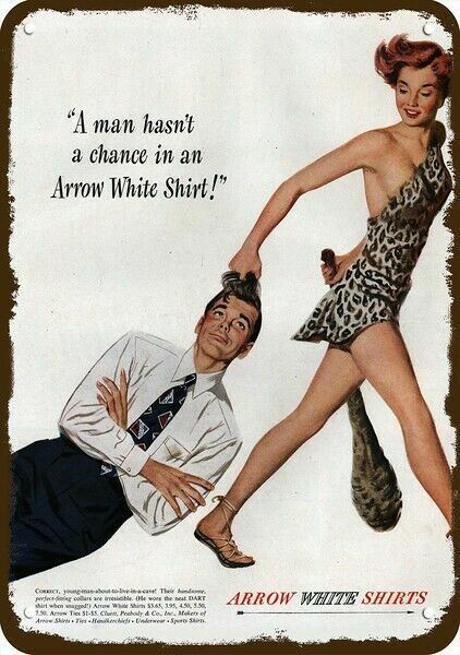 1949 Sexy Cave Woman & Arrow Shirt Vintage-Look DECORATIVE REPLICA METAL SIGN eBay