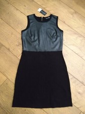 New Dorothy Perkins Knitted Dress with Faux Leather Fitted Dress UK 10