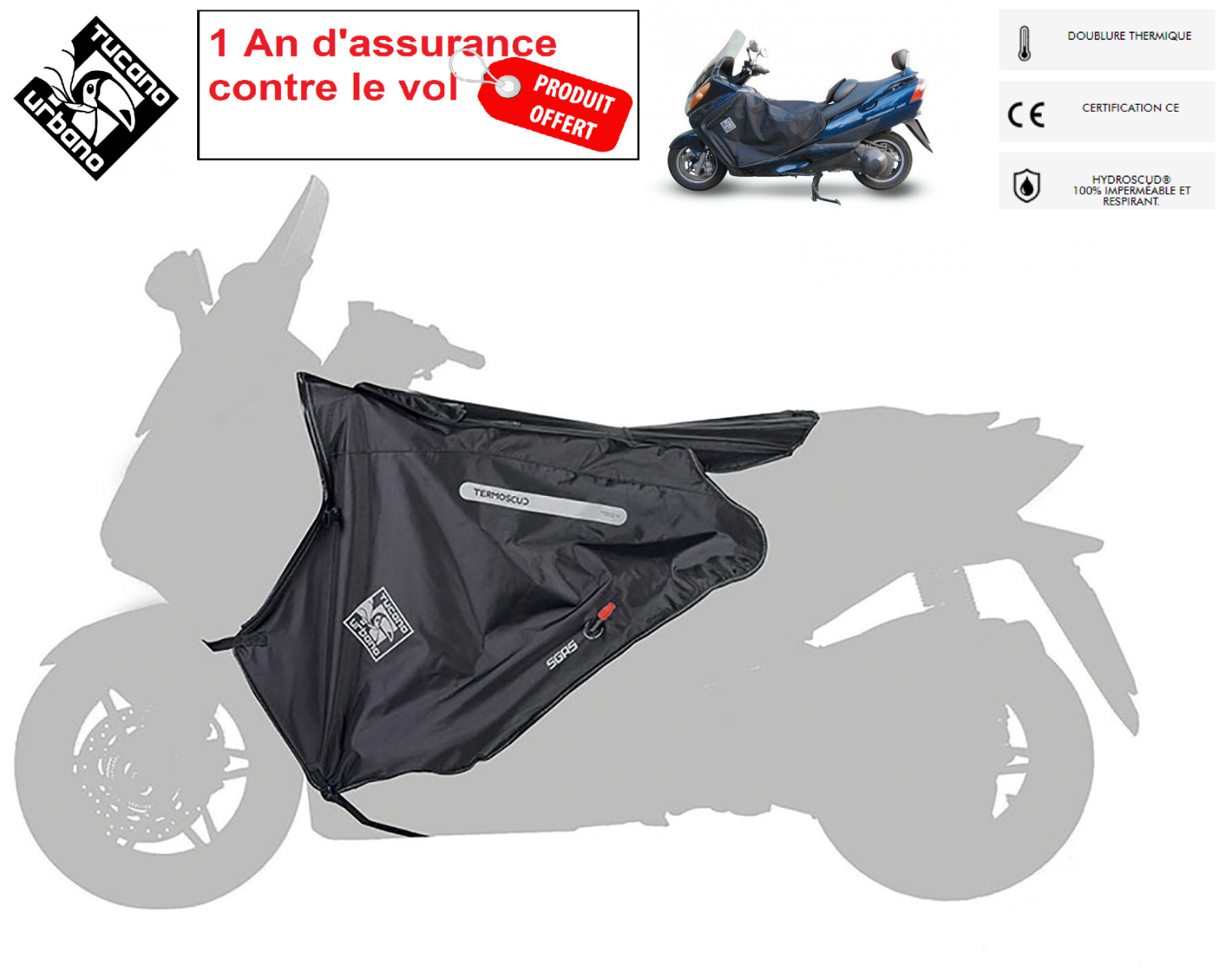 Tablier protège jambes Suzuki Burgman 400 jupe scooter Tucano R042
