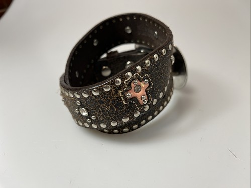 Girl's Nocona Western Belt Studded Rhinestone Hearts Cross Studs Pink Size 20 - Picture 6 of 6