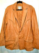 Scully SZ 42 Whipstitch Lambskin Leather Blazer JACKET Tall 719-11 RANCH TAN